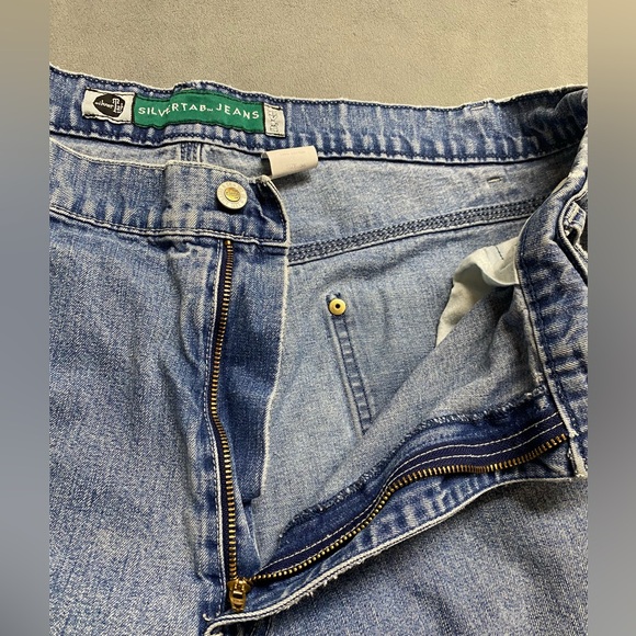 Vintage Silvertab Jean Shorts Size 38 Tag (36x10) Carpenter Jorts Y2K 90s Baggy - Picture 3 of 16